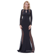 Kate Kasin Sexy Womens Long Sleeve See-Though Polka Dots Keyhole Black Long Evening Prom Party Dress KK000208-1